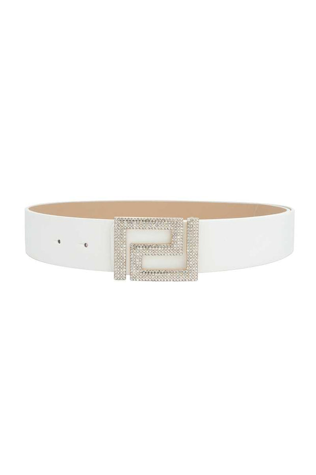 Rhinestone Pave Geo Shape Belt - Fashionmj