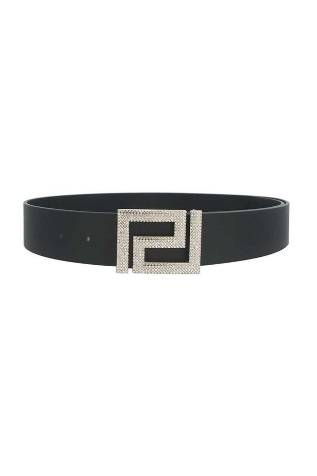 Rhinestone Pave Geo Shape Belt - Fashionmj