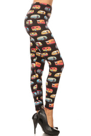 Multicolored Campers Printed, High Waisted Leggings In A Fit Style, With An Elastic Waistband - Fashionmj