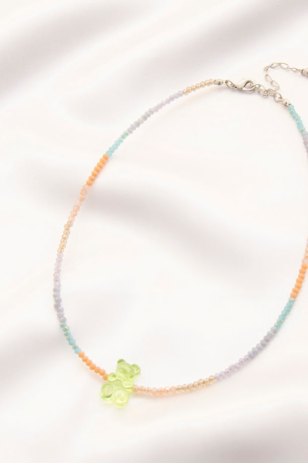 Gummy Bear Charm Beaded Necklace - Fashionmj