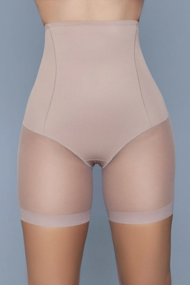 Nude High Waist Mesh Shorts Body Shaper With Waist Boning - Fashionmj