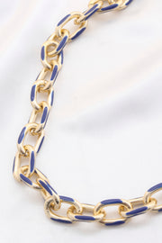 Color Metal Oval Link Necklace - Fashionmj