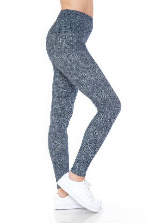 5-inch Long Yoga Style Banded Lined Multi Printed Knit Legging With High Waist - Fashionmj