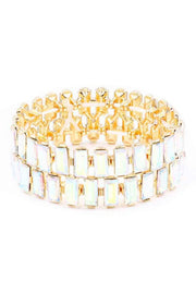 Rectangle Rhinestone Stretch Bracelet - Fashionmj