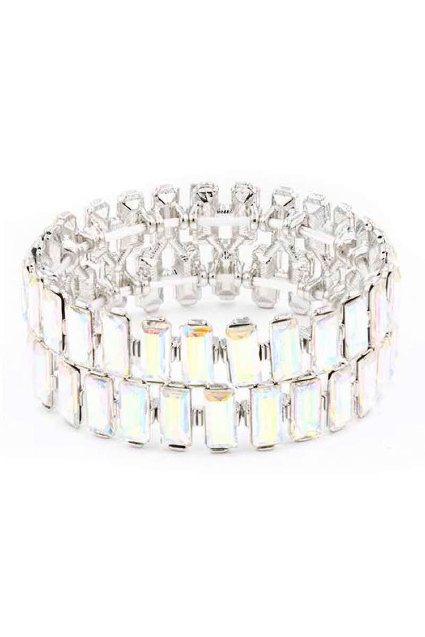 Rectangle Rhinestone Stretch Bracelet - Fashionmj