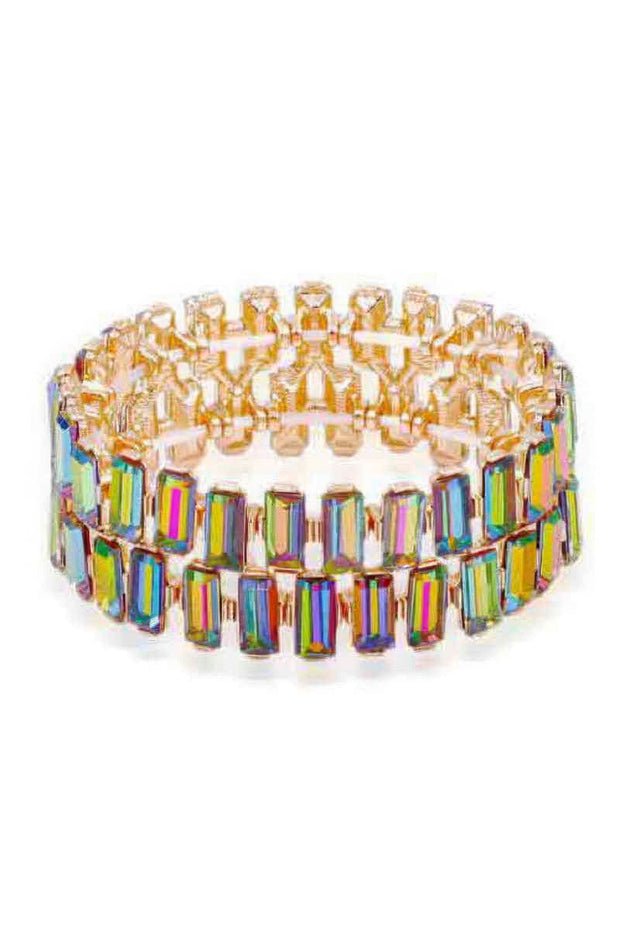 Rectangle Rhinestone Stretch Bracelet - Fashionmj