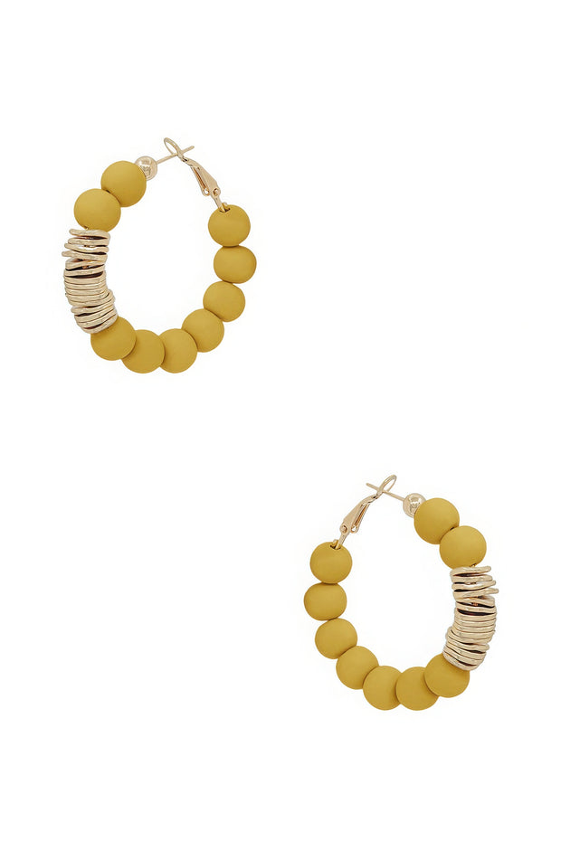 Clay Ball With Metal Accent Hoop Earring