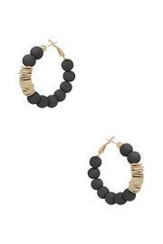 Clay Ball With Metal Accent Hoop Earring