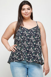 Plus Size, Ditsy Floral Print Cami Top - Fashionmj