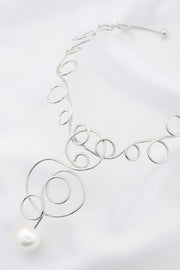 Pearl Swirl Metal Necklace - Fashionmj