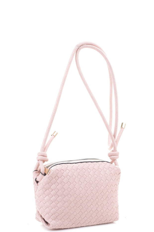 Braid Texture Zipper Crossbody Bag - Fashionmj