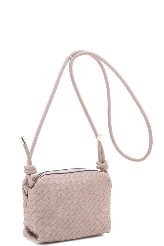 Braid Texture Zipper Crossbody Bag - Fashionmj