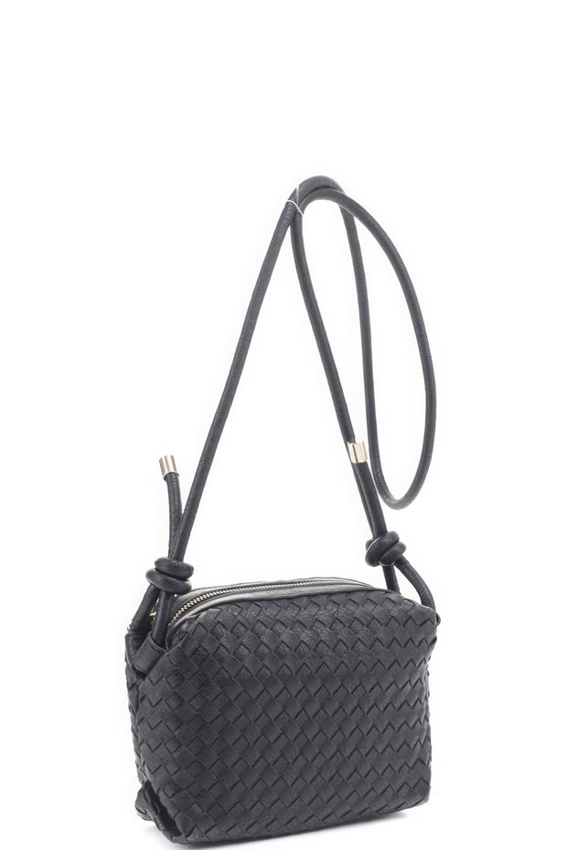 Braid Texture Zipper Crossbody Bag - Fashionmj