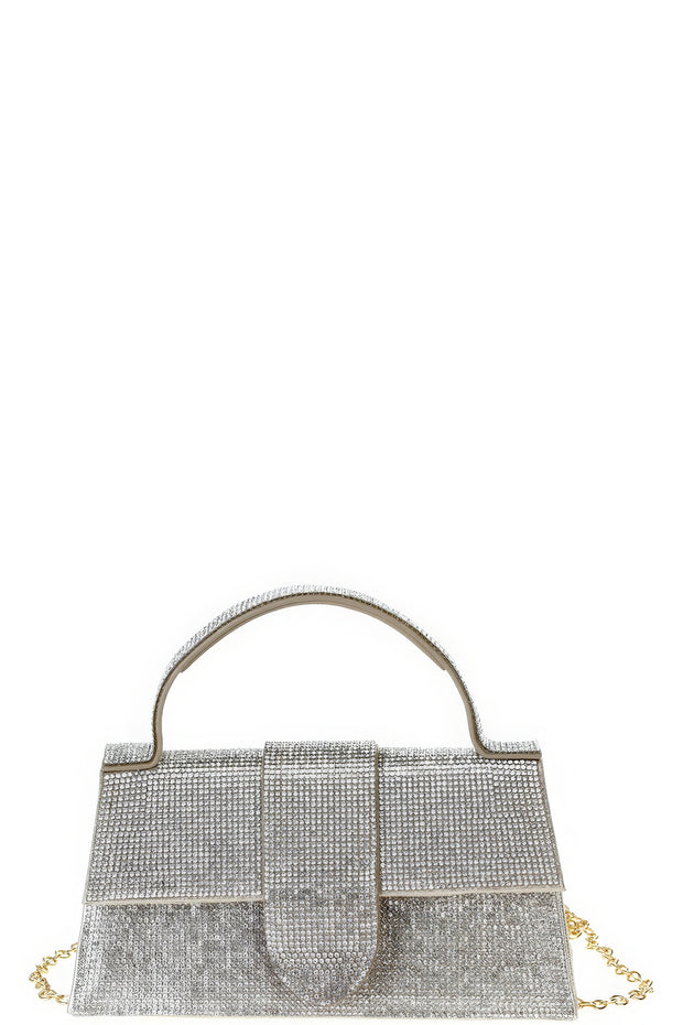 Rhinestone Allover Chic Design Handle Bag - Fashionmj