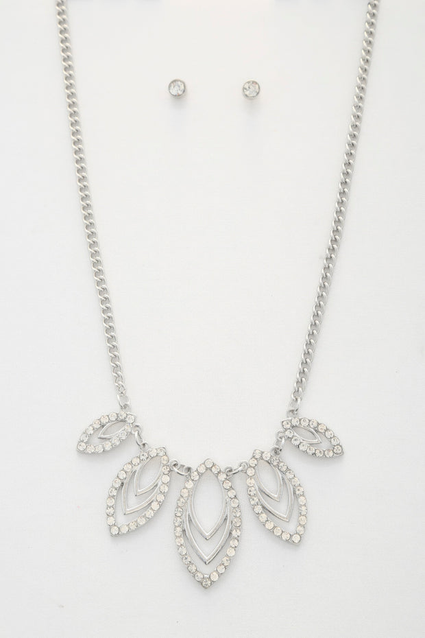 Marquise Rhinestone Link Metal Necklace - Fashionmj