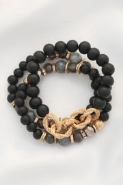 Circle Link Beaded Bracelet Set - Fashionmj