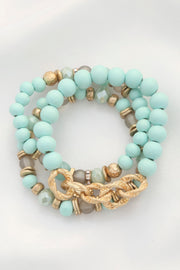 Circle Link Beaded Bracelet Set - Fashionmj