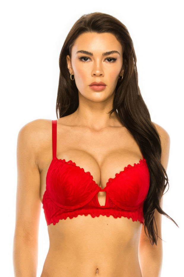 Coverage Lace Trim Bra - Fashionmj