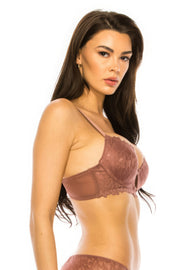 Coverage Lace Trim Bra - Fashionmj