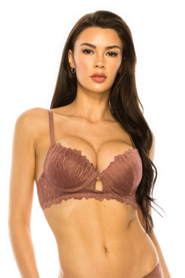 Coverage Lace Trim Bra - Fashionmj