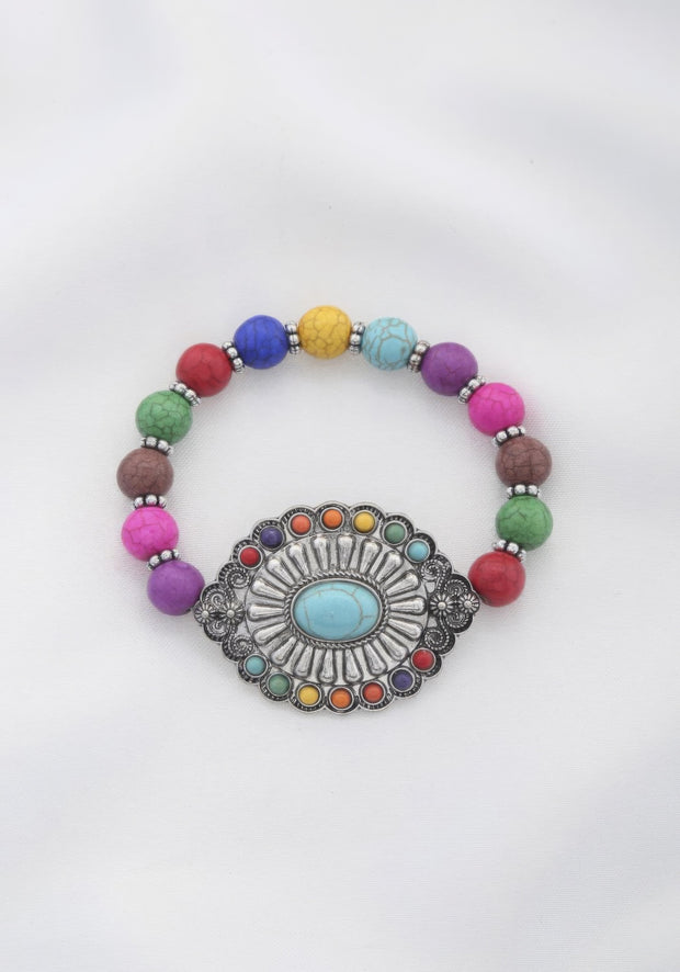 Rodeo western concho beaded bracelet - Fashionmj