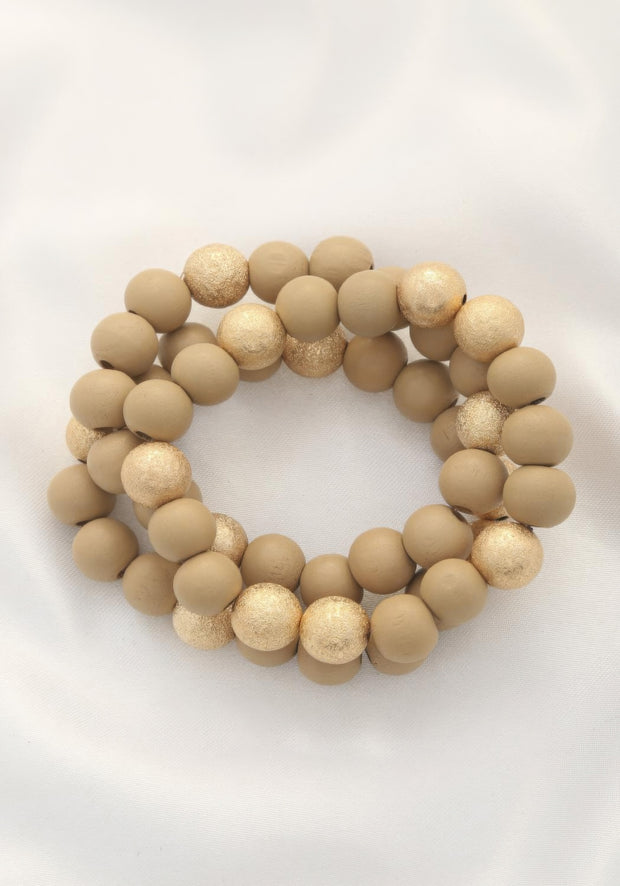 Metal Wood Bead Bracelet - Fashionmj