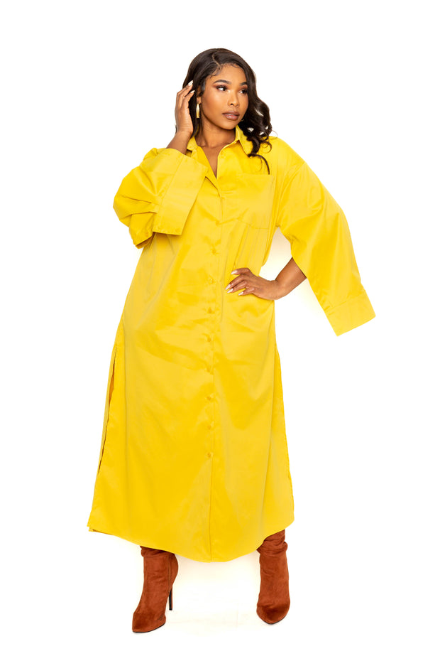 Cape Sleeve Shirt Dress - Fashionmj