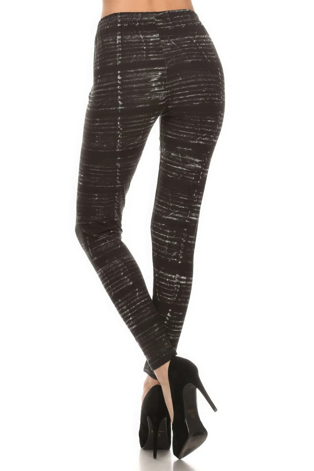 Tie Dye Print, Full Length Leggings In A Fitted Style With A Banded High Waist - Fashionmj