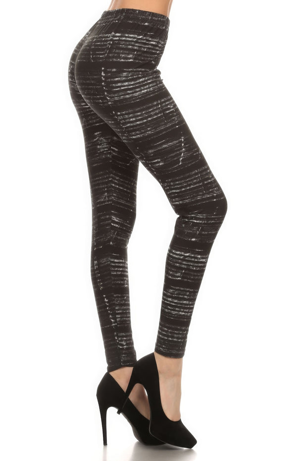 Tie Dye Print, Full Length Leggings In A Fitted Style With A Banded High Waist - Fashionmj