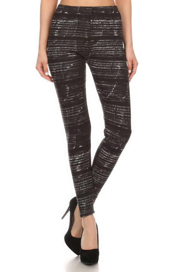 Tie Dye Print, Full Length Leggings In A Fitted Style With A Banded High Waist - Fashionmj