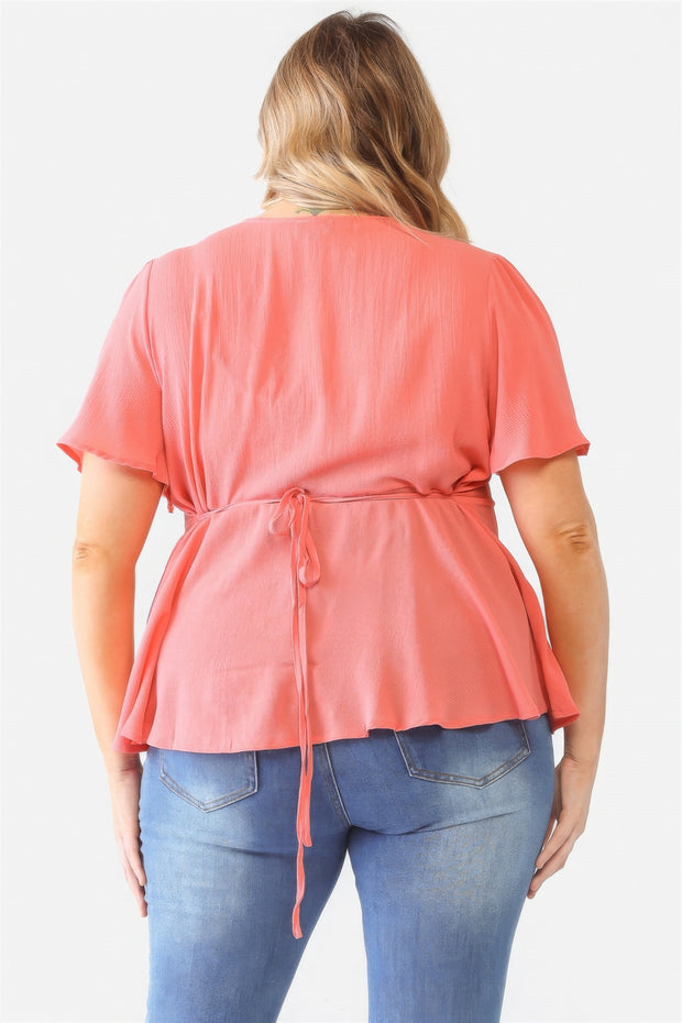 Plus Tie Detail Flare Top - Fashionmj