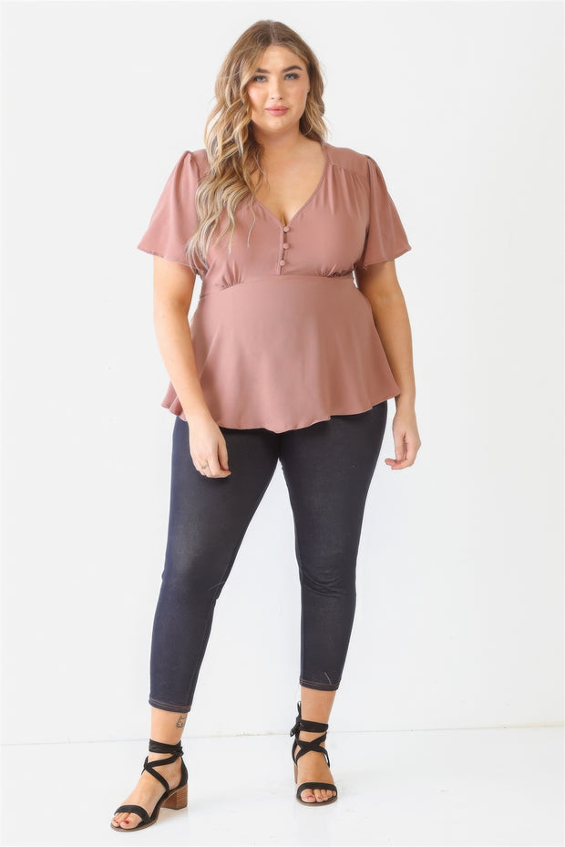 Plus Tie Detail Flare Top - Fashionmj