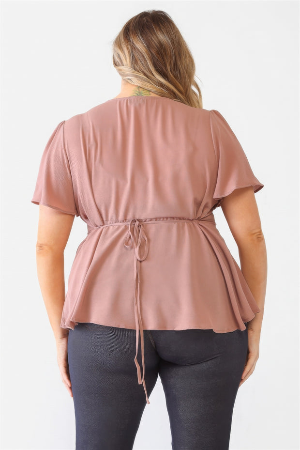 Plus Tie Detail Flare Top - Fashionmj