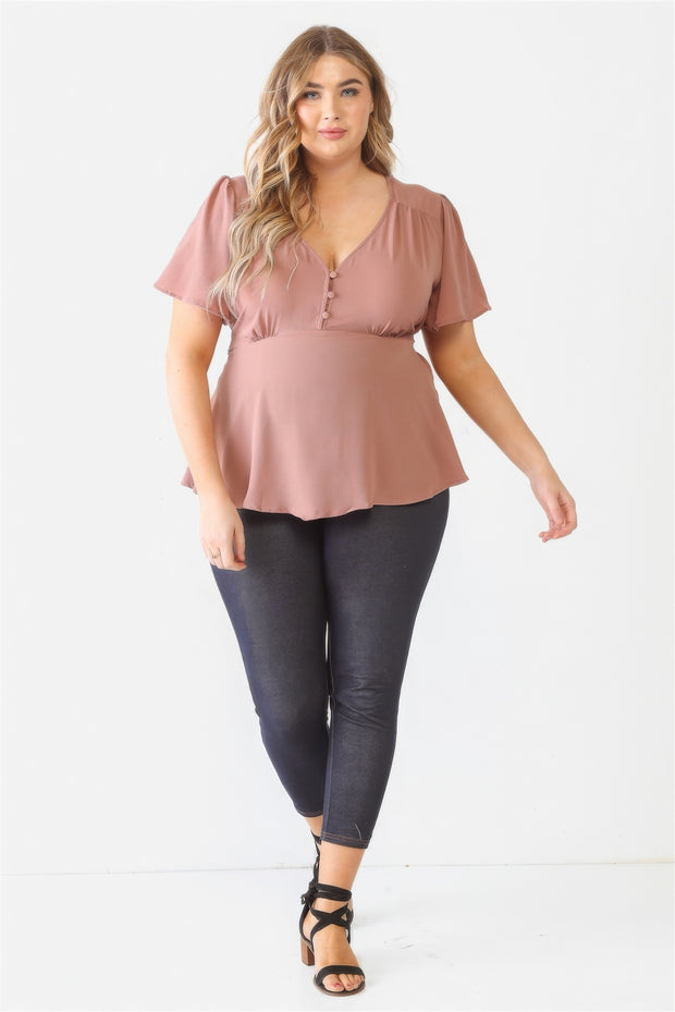 Plus Tie Detail Flare Top - Fashionmj