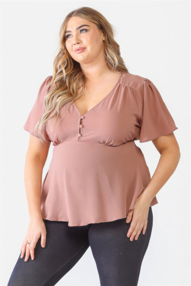 Plus Tie Detail Flare Top - Fashionmj