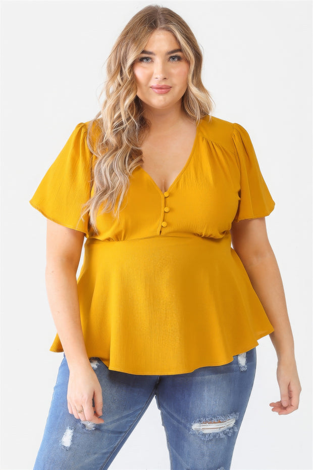 Plus Tie Detail Flare Top - Fashionmj