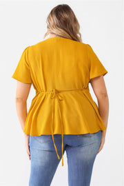 Plus Tie Detail Flare Top - Fashionmj