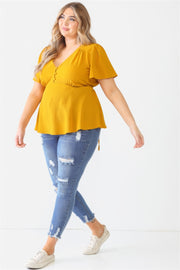 Plus Tie Detail Flare Top - Fashionmj