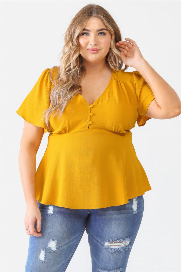 Plus Tie Detail Flare Top - Fashionmj