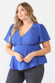 Plus Tie Detail Flare Top - Fashionmj