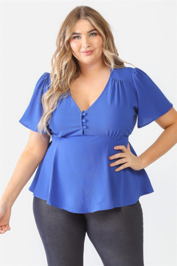 Plus Tie Detail Flare Top - Fashionmj