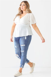 Plus Tie Detail Flare Top - Fashionmj