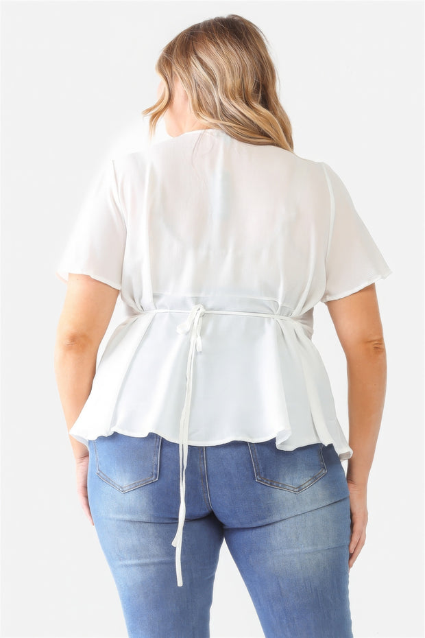 Plus Tie Detail Flare Top - Fashionmj