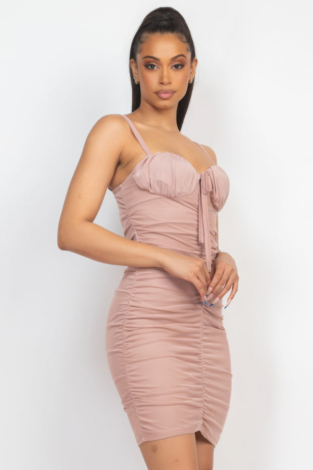 Front Ruched Mini Dress - Fashionmj