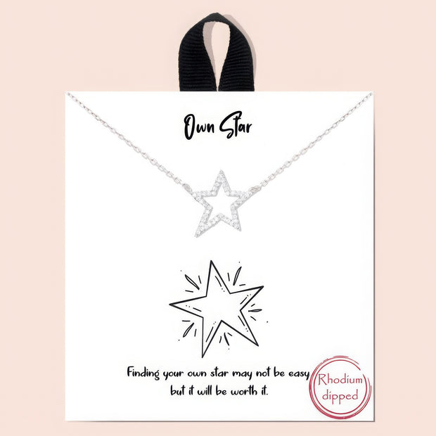 Own Star Rhinestone Dainty Metal Necklace - Fashionmj