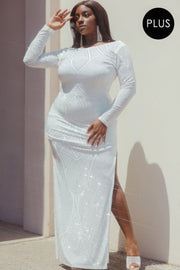 Patterned Rhinestone Plus Size Maxi Dress - Fashionmj