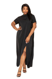 Mock neck back cape dress - Fashionmj