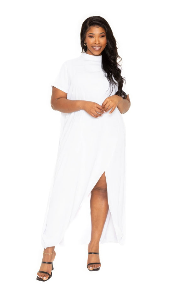 Mock neck back cape dress - Fashionmj