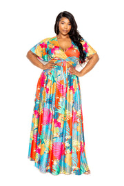 Tropical floral maxi skirt & top set - Fashionmj