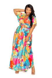 Tropical floral maxi skirt & top set - Fashionmj